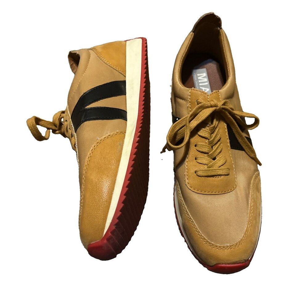 MIA Women's Retro Runner Lace-Up Sneakers – Tan / Black – Size 8.5 M
